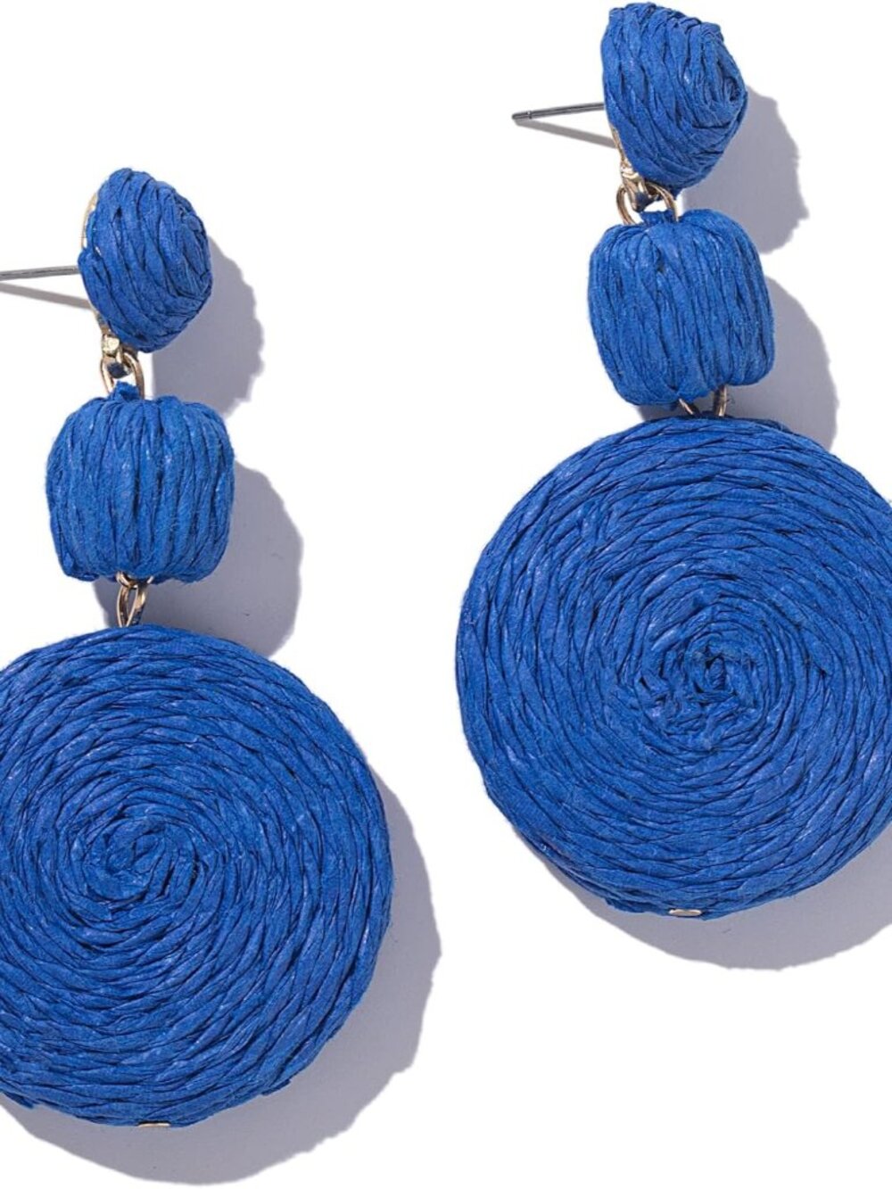 Statement Raffia Boho Round Dangle Ball Earrings - Cute Handmade Summer Bohemian